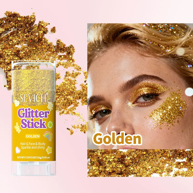 Sparkling Sequins Glitter Gel Stick Mermaid Sequin Body Glitter Gel Cosmetic Hair Glitter Festival Makeup for Christmas Party