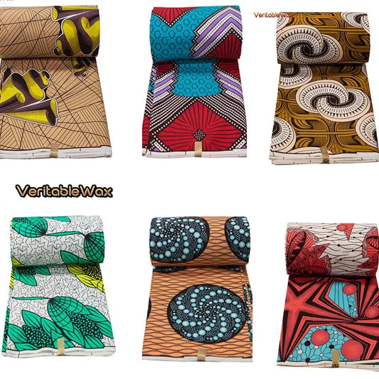 Africa Nigerian Prints Batik Fabric Real Wax Patchwork Sewing Dress Craft Cloth Polyester Ankara Tissu A-7