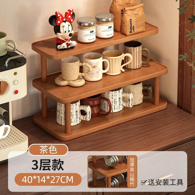 Mid-century Vintage Coffee Mug Holder Multi-layer Desktop Cup Display Rack Space Saving Kitchen Table Decor Storage Organizer