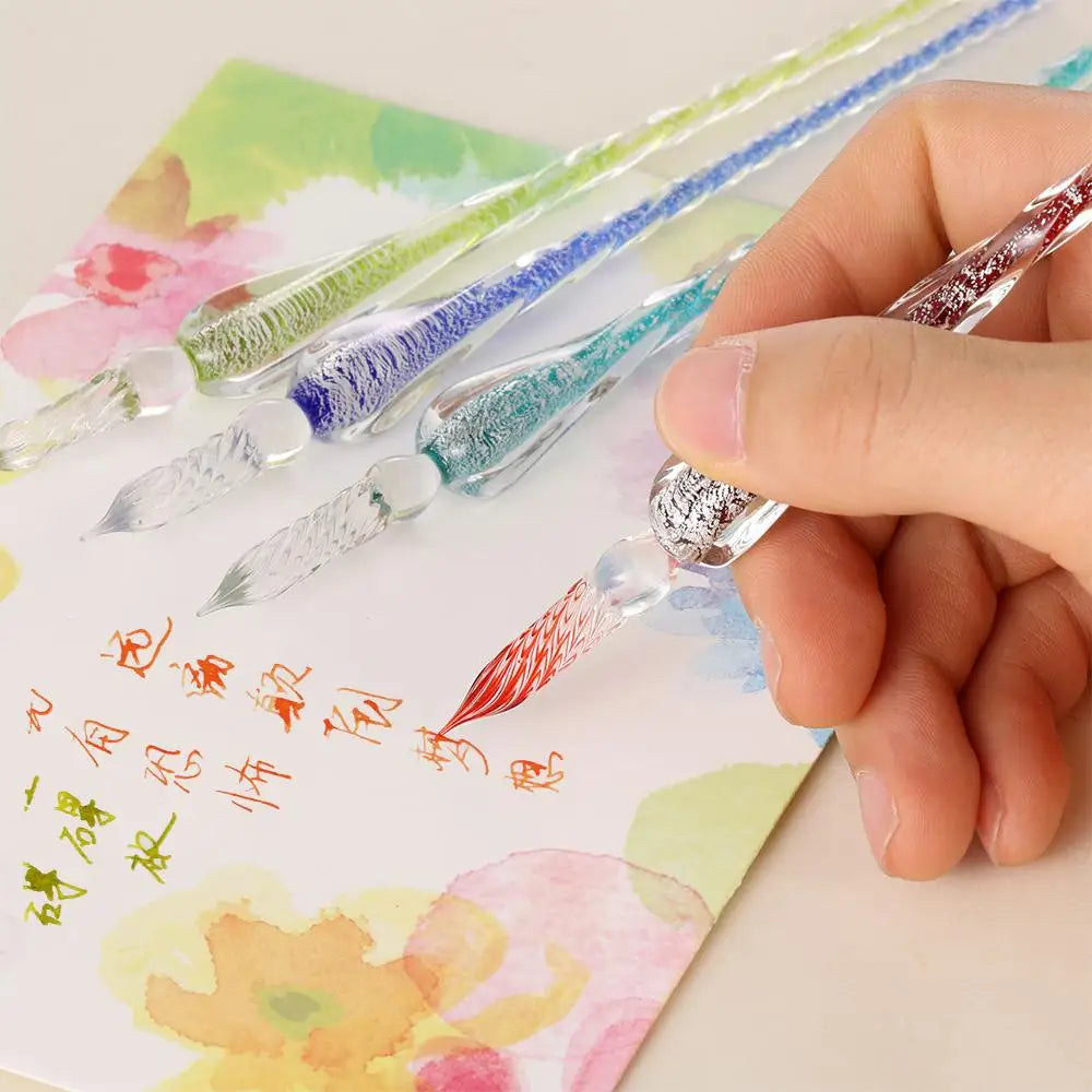 Vintage Glass Dip Dipping Pen Art Painting Supplies Reusable Filling Ink Signature Calligraphy Fountain Pen