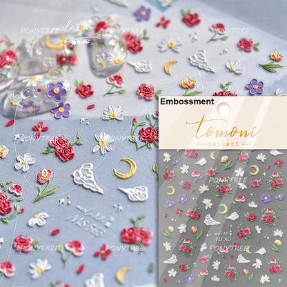 Sakura Pink Lip Print Rose Flower Butterfly Ice Cream Love Heart Bear Macaroon Balloon Candy Nail Art Stickers Manicure Decal