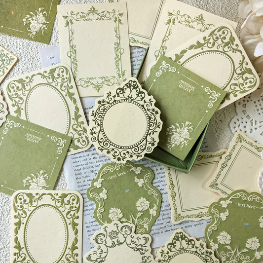 1 box of 30 sheets retro embossed floral border DIY writable decorative hard cardstock paper for scrapbooking Boxed sticky no