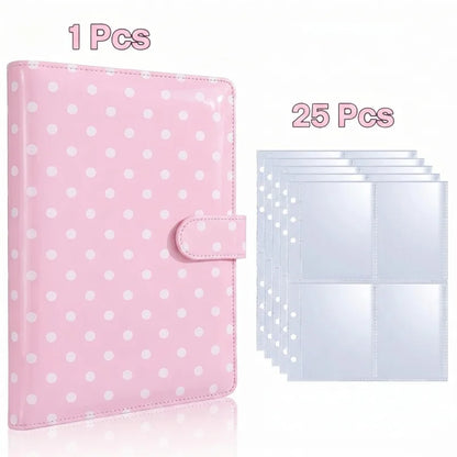 25pcs Page(4 Grids) Photo Card A5-Binder Kpop Photo Albums Idol Cards Loose-leaf Collect Book Binder Photocard Holder - Pink-