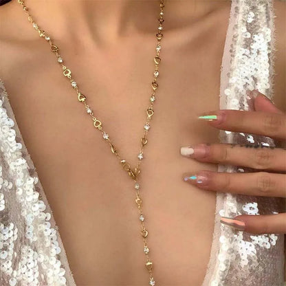 LATS New Luxury Colourful Long Tassel Necklace for Women Shiny Rhinestone Crystal Zircon Choker Bohemian Statement Jewelry Gi