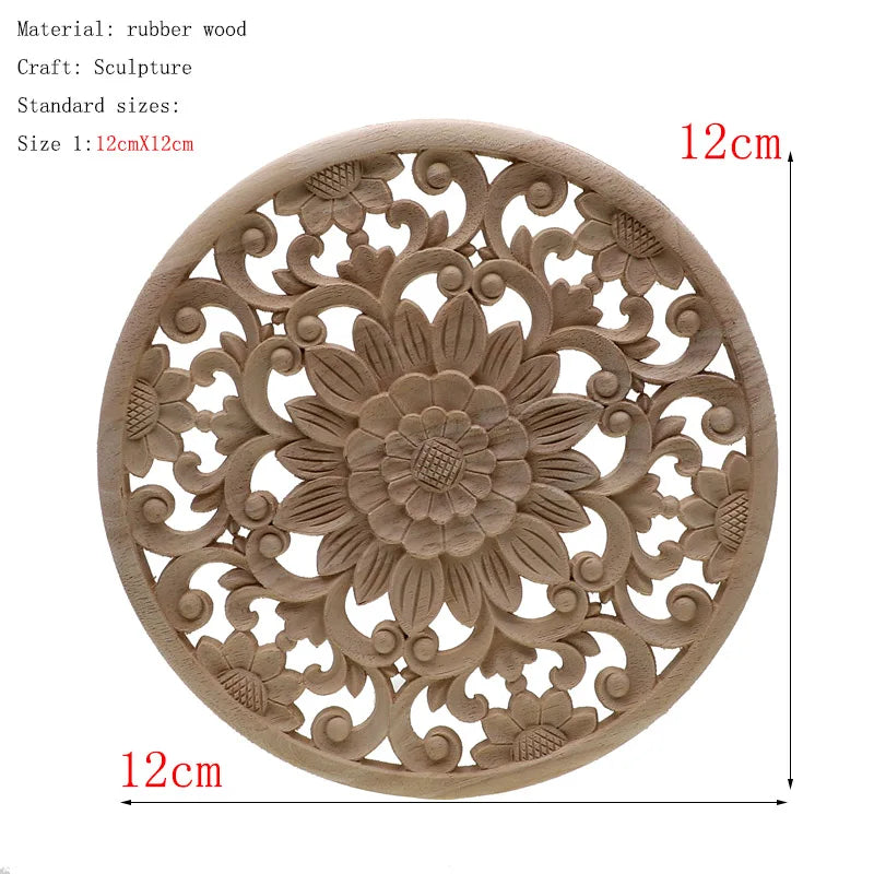 1Pc Unique Natural Floral Wood Carved Wooden Figurines Crafts Corner Appliques Frame Wall Door Furniture Woodcarving Decorati