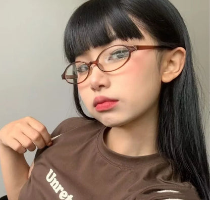 Y2K Retro Oval Square Glasses Colorful Small Frame Glasses Frame Women Anti Blue Light Computer Glasses Vintage Eyeglasses