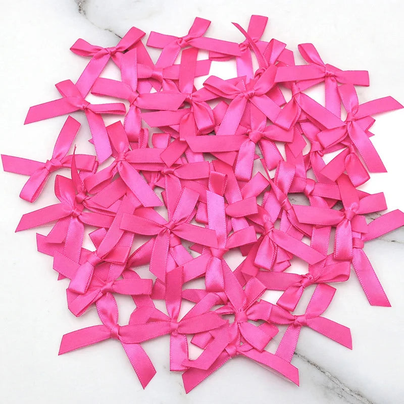 4x4cm Colourful Bows Small Size Polyester Satin Ribbon Bow Flower DIY Craft Decoration - rose red / 200pcs