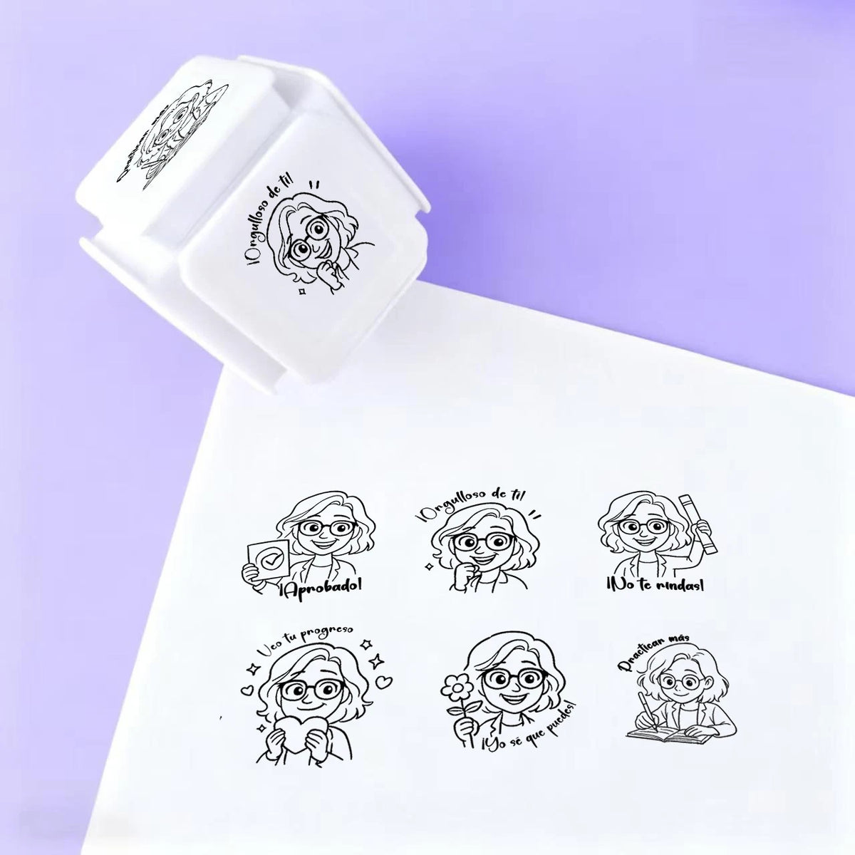 6 Patterns per Educational Teacher Stamps for School Personalized Custom Stamps for Professors and Educators in Spanish Engli