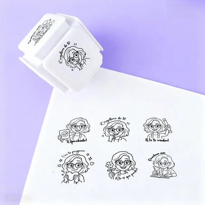 6 Patterns per Educational Teacher Stamps for School Personalized Custom Stamps for Professors and Educators in Spanish Engli
