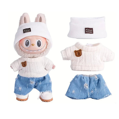 For Labubu accessories Sitting Party Series Classic Dress Grid For Labubu outfit Kid Gift Labubu clothing labubu clothes - no