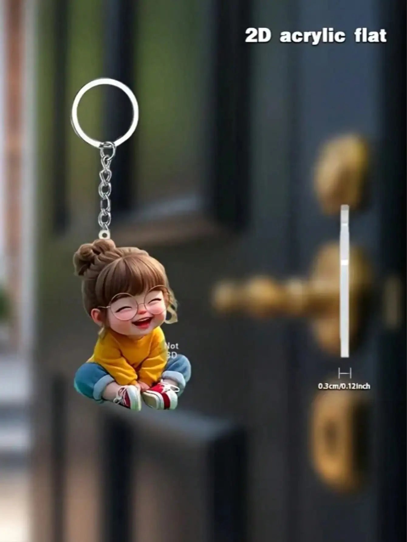 1 Cute Acrylic Girl Keychain, 2D Flat, Holiday Gift, Backpack Accessories, Key Decoration, Car Decoration, Keychain, Pendant