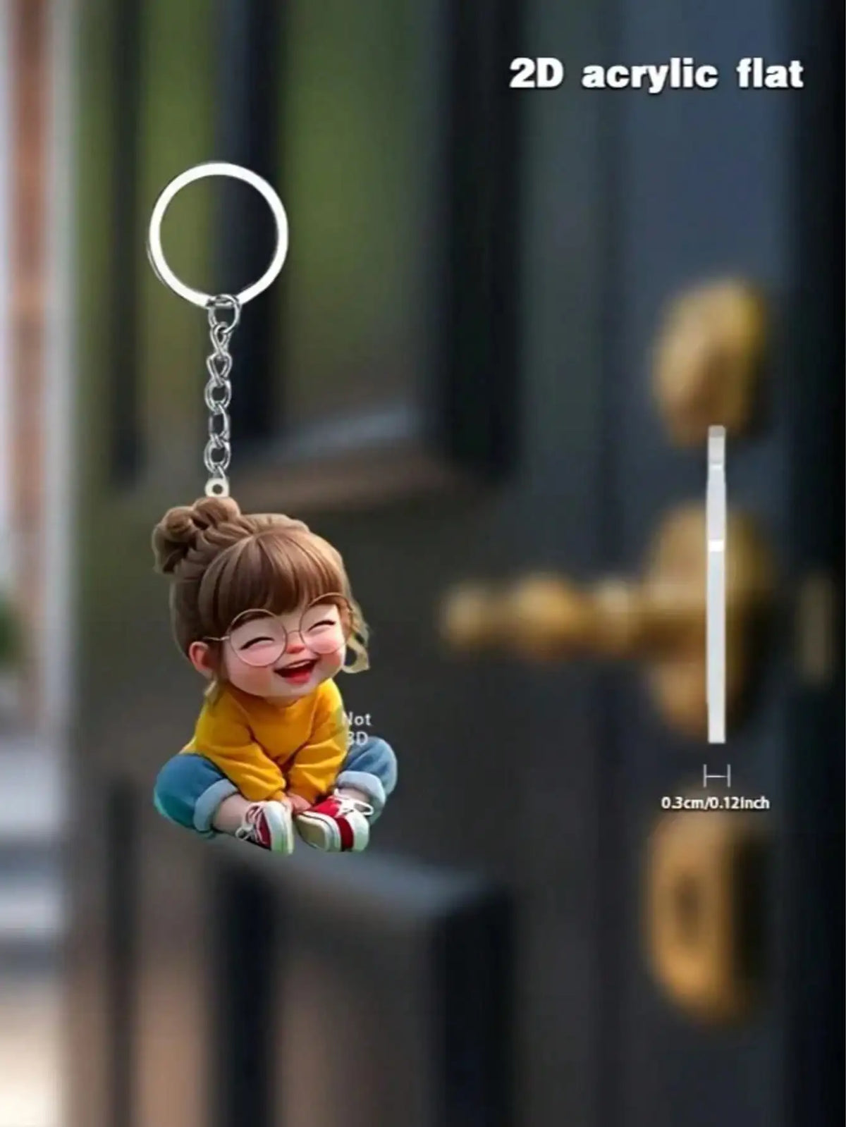 1 Cute Acrylic Girl Keychain, 2D Flat, Holiday Gift, Backpack Accessories, Key Decoration, Car Decoration, Keychain, Pendant 