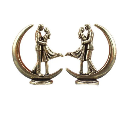 Brass Couple Hugging Figure Home Decor Statue Modern Art Couple Embracing Figurine Lover Ornament Home Decoration - Bronze