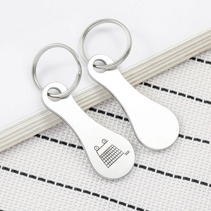  1Pcs Cart Shopping Token Trolley Key Keychain Coin Quarter Grocery Supermarket Holder Keyring Metal Ring Change Unlock Coin