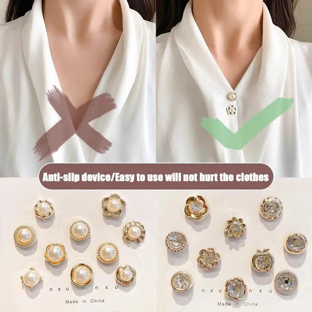 10pcs Collar Needle Buckle Fixed Pin 2025 Trendy Jewelry Gift For Women Brooch Fashion No Punching Magnetic Buckles For Shirt