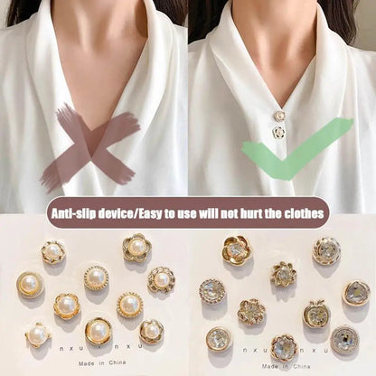 10pcs Collar Needle Buckle Fixed Pin 2025 Trendy Jewelry Gift For Women Brooch Fashion No Punching Magnetic Buckles For Shirt