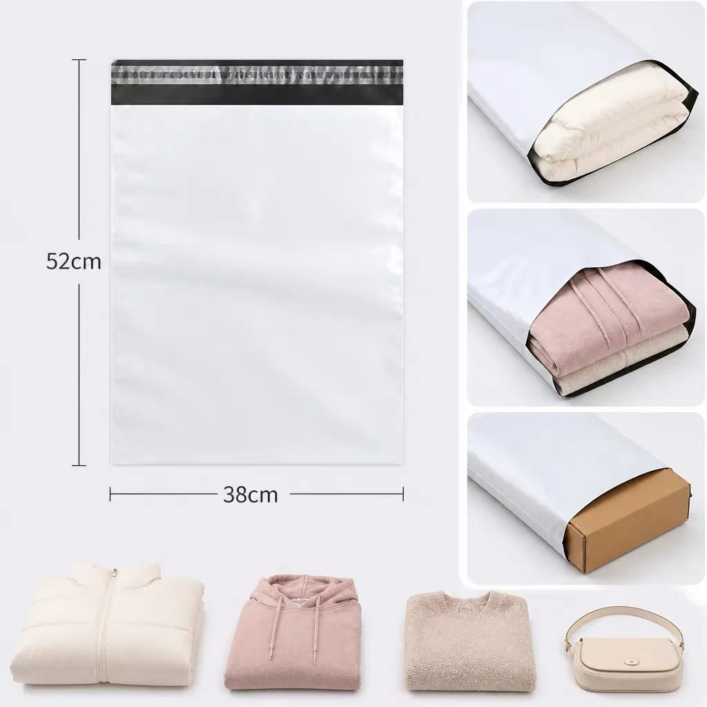 50Pcs White Courier Mailer Bags Packaging Poly Package Plastic Self-Adhesive Mailing Express Bag Envelope Postal Pouch Mailin