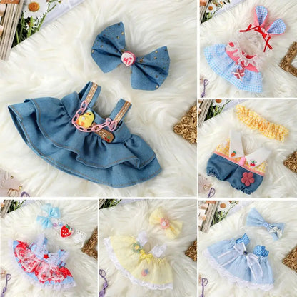 20cm Cotton Doll Clothes With Headwear Bow Headband Accessories Plush Dolls Dresses Skirt Decoration for EXO Idol Doll Access