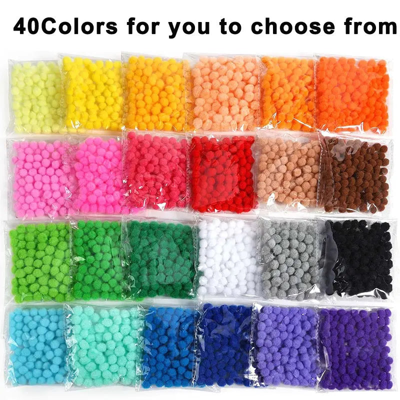 30-300Pcs Soft Pom Poms Fluffy Balls Pompon Mixed 40Colors Pompom Fur Ball for Kids DIY Craft Wedding Decor 8/10/15/20/25/30m