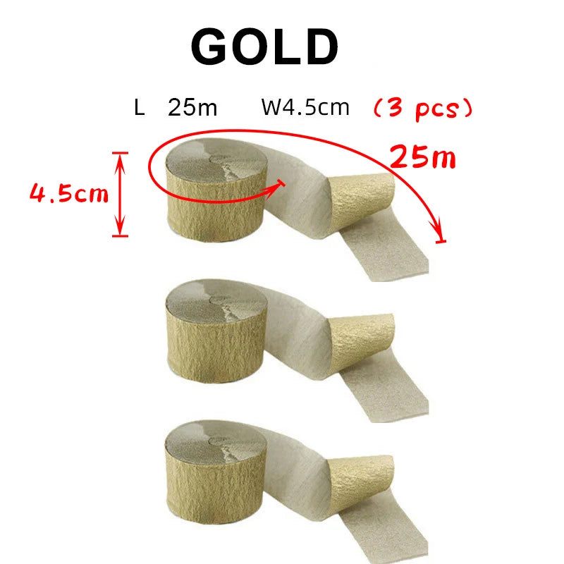 3pcs/set Rainbow Crepe Paper Streamers for Wedding Birthday Party Backdrop Decoration Colorful Paper Crepe Garland Ribbon Dec