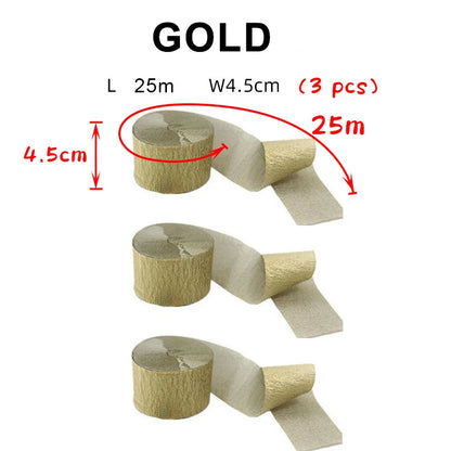 3pcs/set Rainbow Crepe Paper Streamers for Wedding Birthday Party Backdrop Decoration Colorful Paper Crepe Garland Ribbon Dec