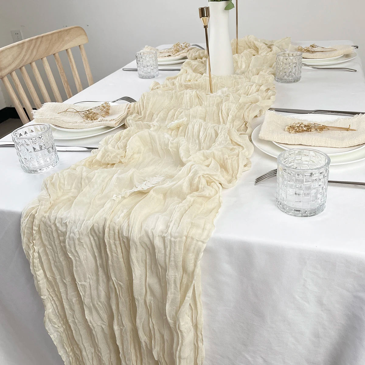 Semi-Sheer Gauze Table Runner Sage Cheesecloth Table Setting Dining Vintage Wedding Party Christmas Banquets Arches Cake Deco