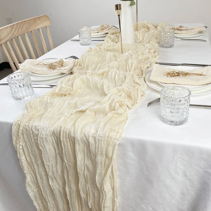 Semi-Sheer Gauze Table Runner Sage Cheesecloth Table Setting Dining Vintage Wedding Party Christmas Banquets Arches Cake Deco