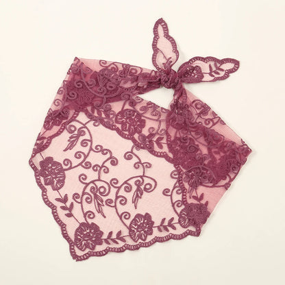 Elegant Lace Scarf Hollow Out Embroidery Foulard Bandana Solid Color Triangular Scarf Thin Vintage HandkerChiefs for Hair Wom