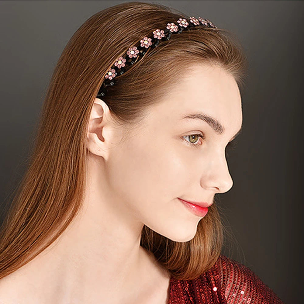 Non-Slip Rhinestone Hairbands Elastic Flower Fashion Pearl Women Hair Hoop Bands Headband Bezel Girls Hair Accessories Headdr