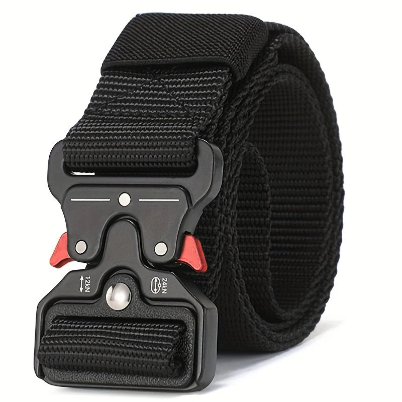 Men's Belt Outdoor Hunting Tactics Belt Multi functional Buckle Nylon Belt Marine Corps Canvas Belt - Black-HE