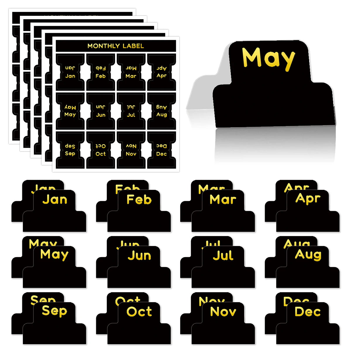 5 Sheets 2 Color Self-adhesive Stamping Labels Monthly Planner Tabs Book Notes Calendar Sticky Tags Office Pad Study Journal 