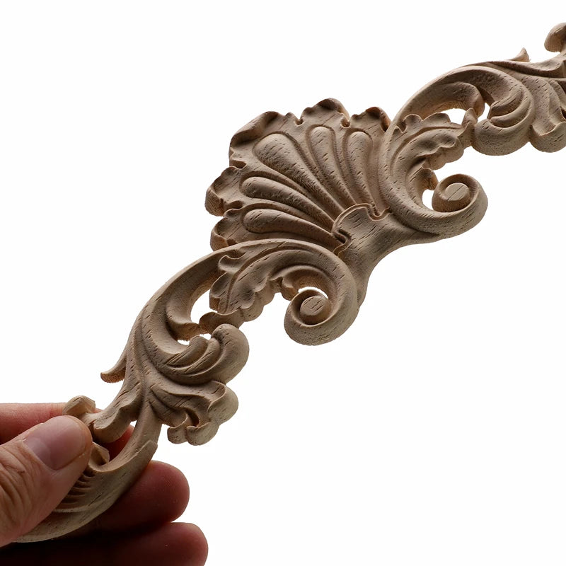 1Pc Unique Natural Floral Wood Carved Wooden Figurines Crafts Corner Appliques Frame Wall Door Furniture Woodcarving Decorati