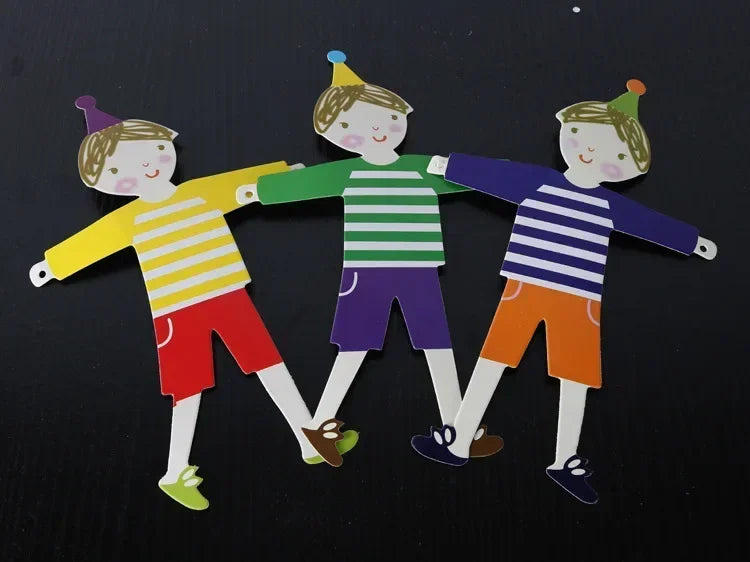 Cute Hands In Hands Boy Girl Cat and Dog Cartoon DIY Bunting Birthday Banner Flag Party Decoration Paper Flags Hanging Orname
