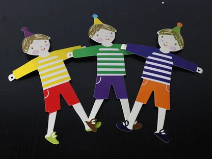 Cute Hands In Hands Boy Girl Cat and Dog Cartoon DIY Bunting Birthday Banner Flag Party Decoration Paper Flags Hanging Orname