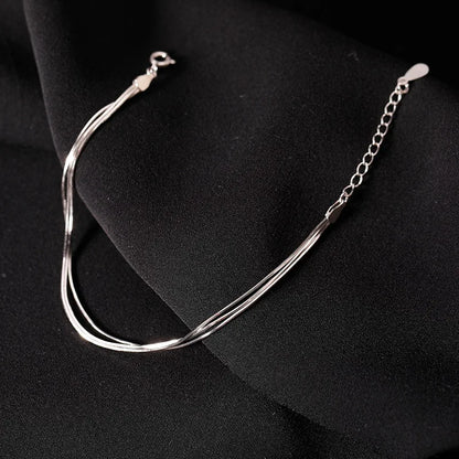 Fashion 925 Sterling Silver Bracelets for Women Simple Korean Multi Layer Coil Adjustable Bracelets Party Wedding Jewelry Gif