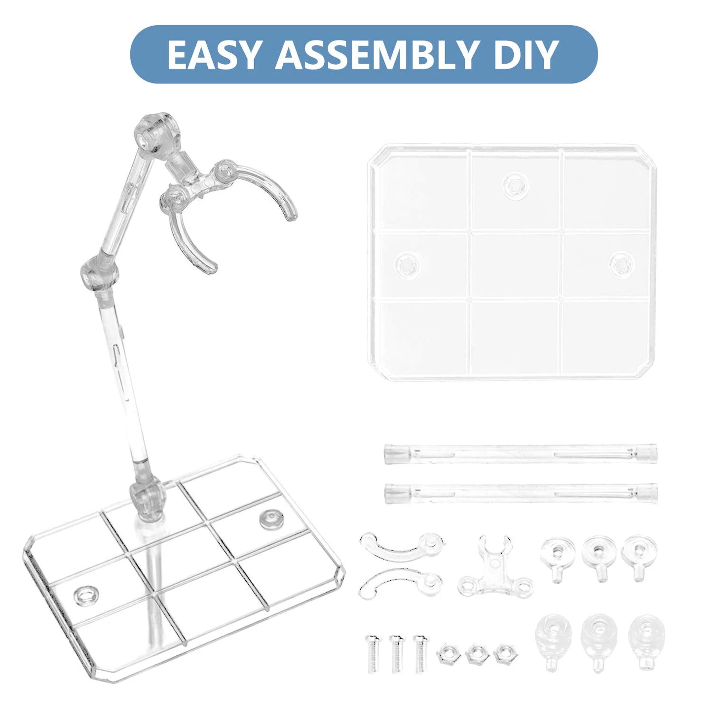 Clear Action Figure Stand,Assembly Action Figure Display Holder Base Doll Model Support Stand for HG RG SD SHF Gundam 1/144 T