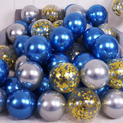 Metal Blue Thick Transparent Starry Sky Latex Helium Balloon Set for Birthdays Weddings Blue Theme Balloon Graduation Decorat