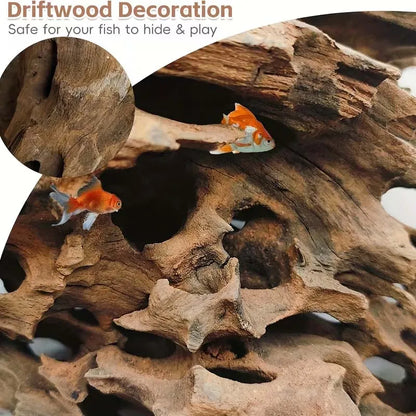 Shrimp Wood Aquarium Decor, Driftwood Water Feature Ornamental Accessories for Fish Tanks with Natural Holes Suitable for Shr