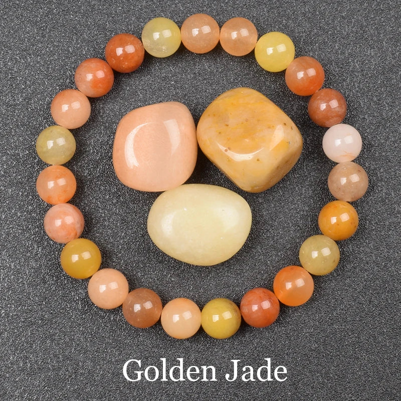 Natural Golden Obsidian Stone Beads Bracelet Men Women Golden Light Rainbow Obsidian Raw Stone Round Bead Natural Energy Jewe
