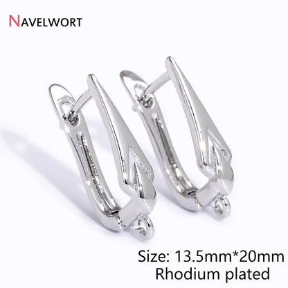 18K Gold Plated Brass Metal Earwires Basic Fasteners,Earring Fixtures,Inlaid Zircon Earring Hooks,Earring Making Supplies