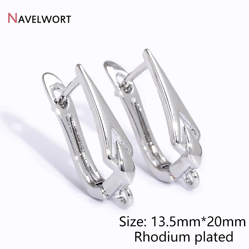 18K Gold Plated Brass Metal Earwires Basic Fasteners,Earring Fixtures,Inlaid Zircon Earring Hooks,Earring Making Supplies - R