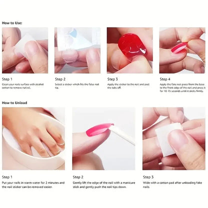 96pcs Almond Shaped Press on Nails, Medium Length, Glossy Finish, Pink & White Gradient, French Stripe Design, Fashionable & 