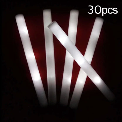 15/30Pcs LED Glow Sticks Bulk Colorful RGB Glow Foam Stick Cheer Tube Dark Light for Xmas Birthday Wedding Party Supplies - 3