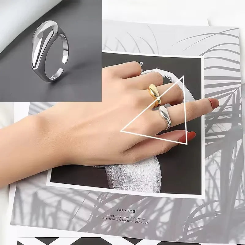 VENTFILLE 925 Sterling Silver Rings INS Fashion Hip Hop Vintage Couples Hollow Lines Punk Thai Silver Party Adjustable Jewelr