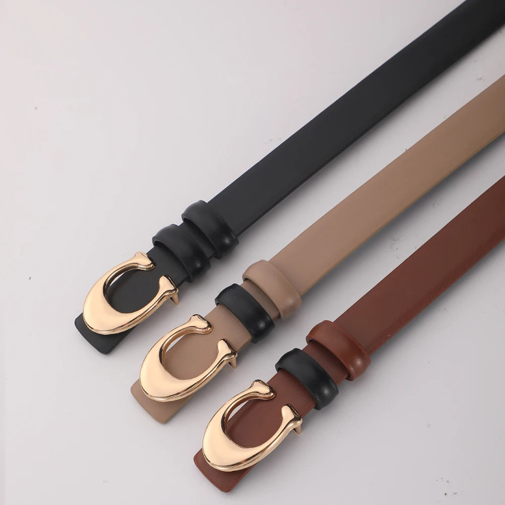 Women's Fashionable Belt C-shaped Buckle Smooth Buckle Temperament Double-sided Gift For Mother Using Belt