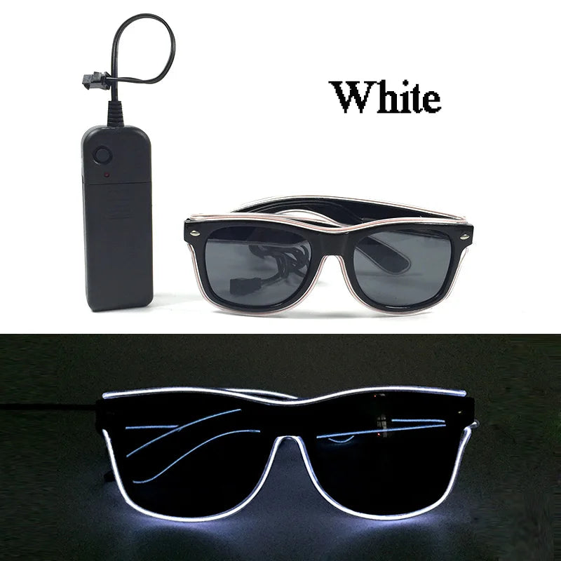 1PC Light Up LED Glasses Glow Sunglasses EL Wire Neon Glasses Glow in The Dark Party Supplies Neon Party Favors for Adults - 