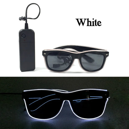 1PC Light Up LED Glasses Glow Sunglasses EL Wire Neon Glasses Glow in The Dark Party Supplies Neon Party Favors for Adults - 