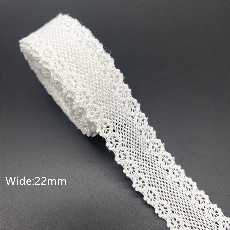 10mm-50mm 2yards White 100%Cotton Lace Ribbon For Apparel Sewing Fabric Trim Cotton Crocheted Lace Ribbon Handmade Accessorie