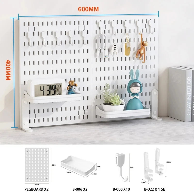 Pegboard Combination Desktop Storage Kit, Vertical and Clip-Type Pegboard Display Panels, Suitable for Home Office Storage. -