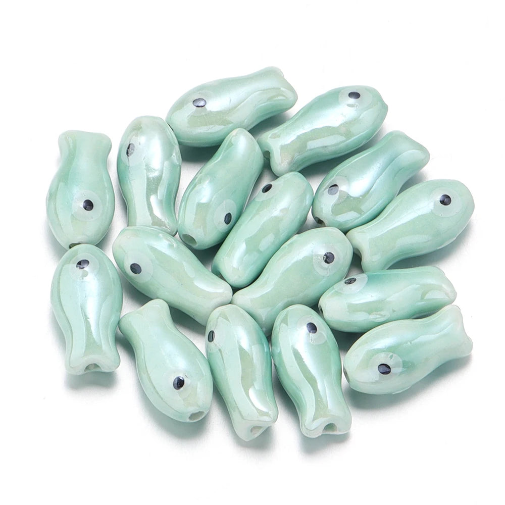10pcs/lot Retro Small Fish Ceramic Beads Cute Porcelain Loose Spacer Beads For DIY Jewelry Making Necklace Bracelets Accessor